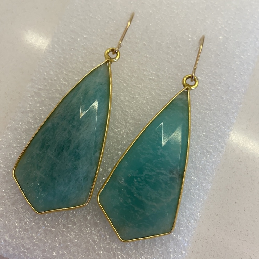 Gorgeous Russian Amazonite Angular Gold Filled Ea… - image 1
